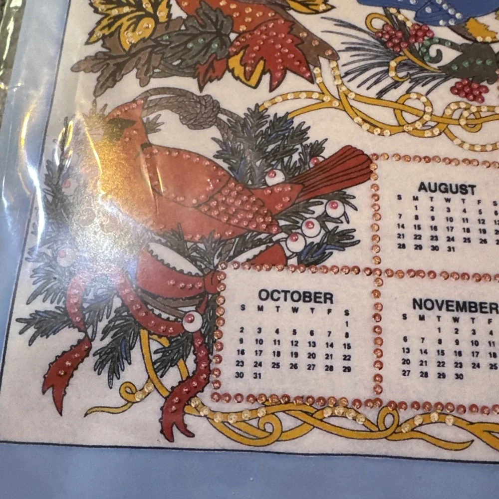 2005‎ Jeweled Calendar Kit 16x24 New Bird Theme Cardinals Bluebirds